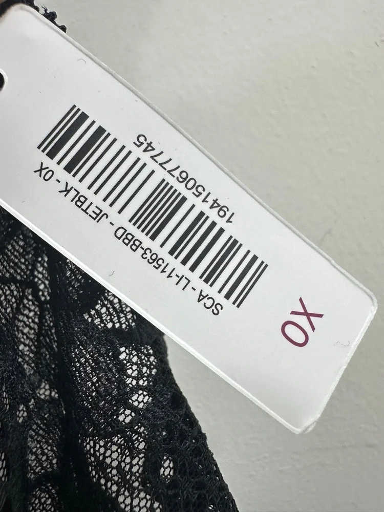 NWT Adore Me Lingerie Womens Size 0X Black Lace Sheer Babydoll
